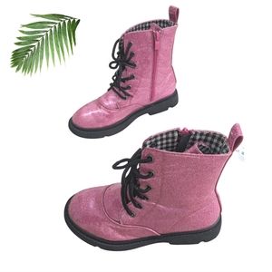 Barbie color pinkMoto Hot Pink Glitter Combat Boots Ladies Big Kid Size 6.5 (37)